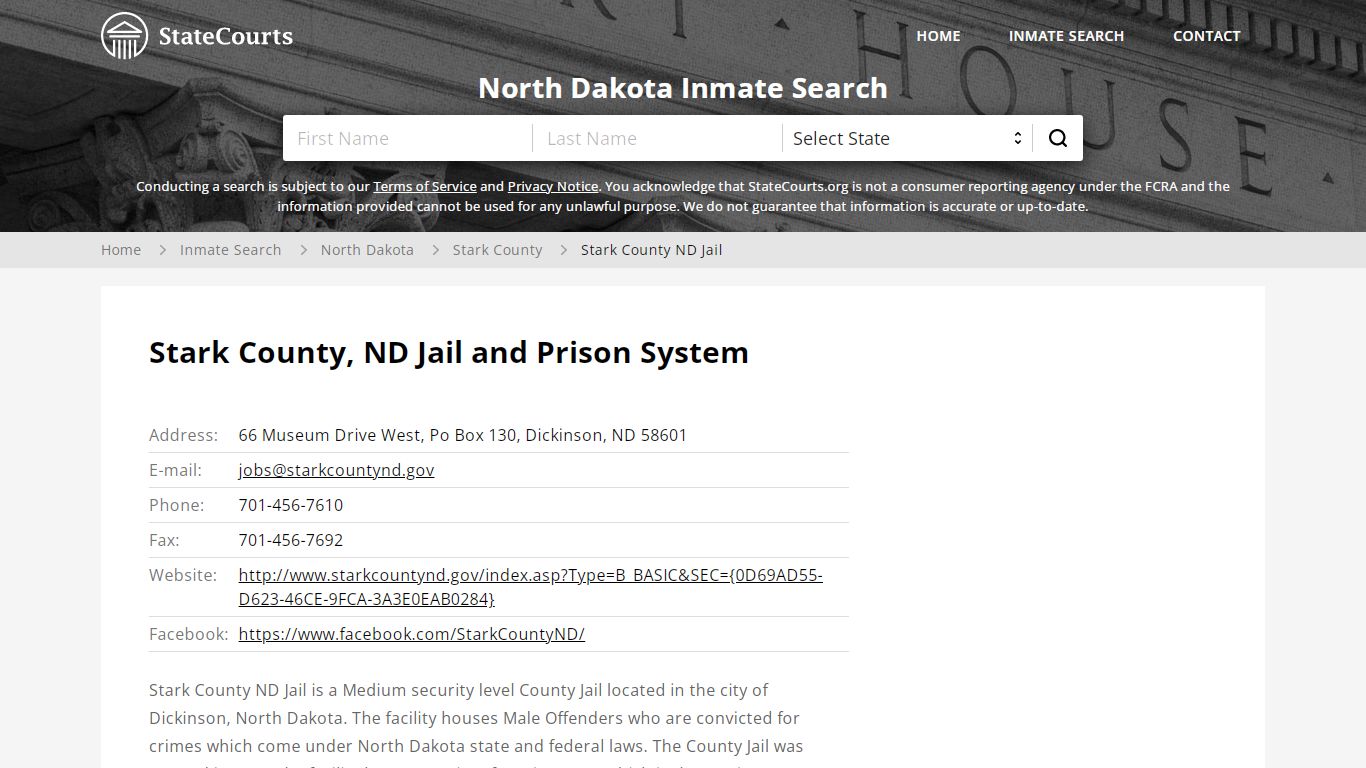 Stark County ND Jail Inmate Records Search, North Dakota ...